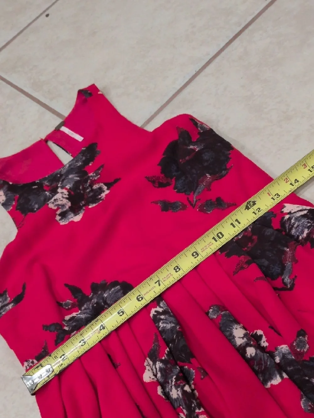 Free People Red Floral A-Line Mini Dress Size 0